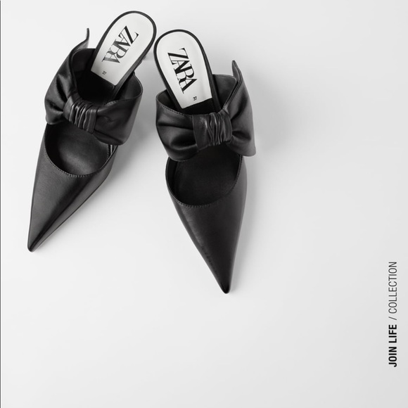 Zara Shoes - ZARA Sling back leather heel with bow